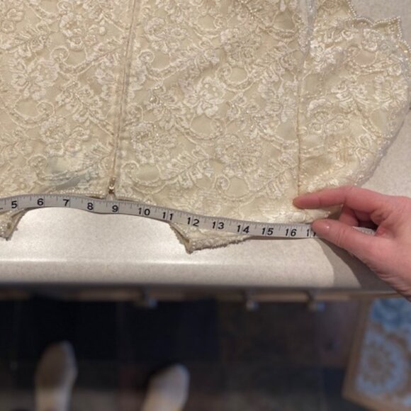 BRILLIANTE by JA Pearl Lace Formal Party Tiered Dress Ivory W Sleeves Size Large - Picture 11 of 15